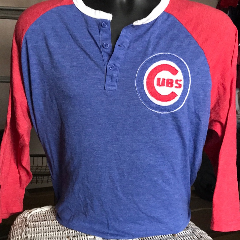 🚨B2G1 Vintage MITCHELL & NESS CHICAGO CUBS Blue White Red Quarter Sleev…